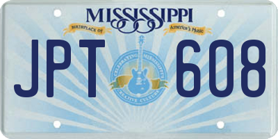 MS license plate JPT608