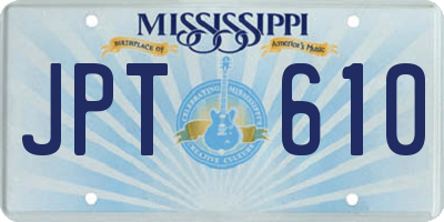 MS license plate JPT610