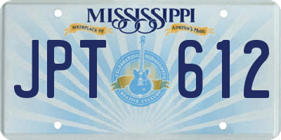 MS license plate JPT612