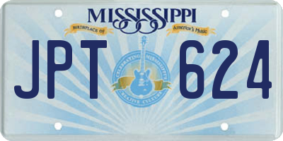MS license plate JPT624