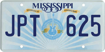 MS license plate JPT625