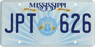 MS license plate JPT626
