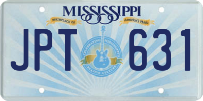 MS license plate JPT631