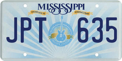 MS license plate JPT635