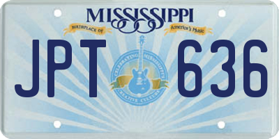 MS license plate JPT636