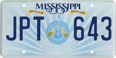 MS license plate JPT643