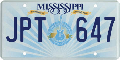 MS license plate JPT647