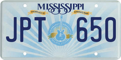MS license plate JPT650