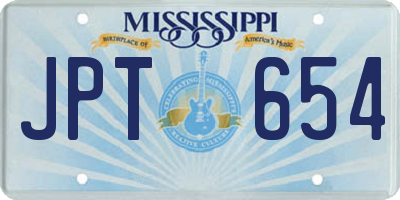 MS license plate JPT654