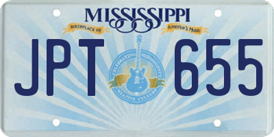 MS license plate JPT655