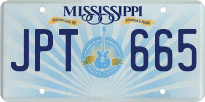 MS license plate JPT665