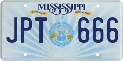 MS license plate JPT666