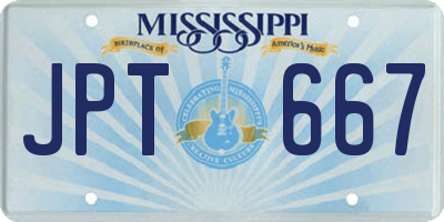 MS license plate JPT667