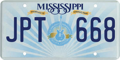 MS license plate JPT668