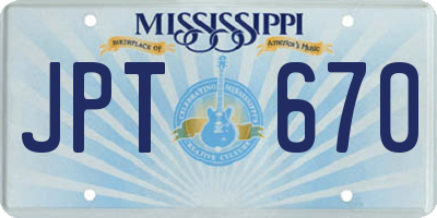 MS license plate JPT670