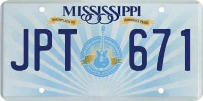 MS license plate JPT671