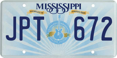 MS license plate JPT672