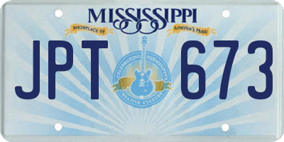 MS license plate JPT673