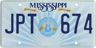 MS license plate JPT674
