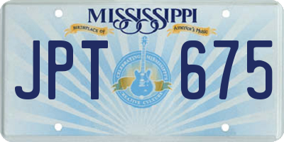 MS license plate JPT675