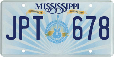 MS license plate JPT678