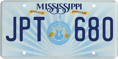 MS license plate JPT680