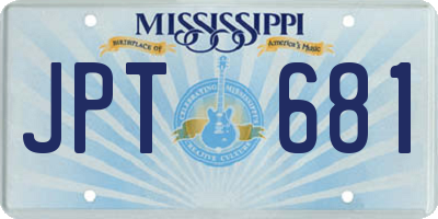 MS license plate JPT681