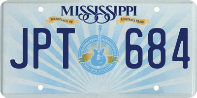MS license plate JPT684