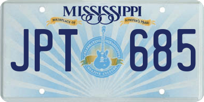 MS license plate JPT685