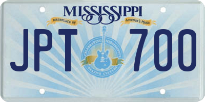 MS license plate JPT700