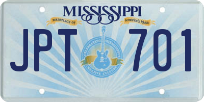 MS license plate JPT701