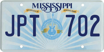 MS license plate JPT702