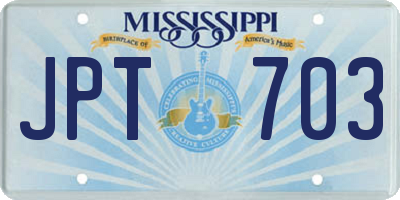 MS license plate JPT703