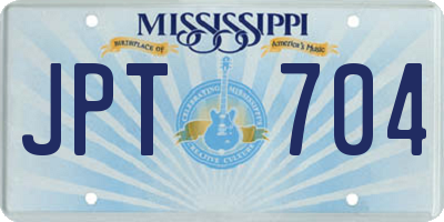 MS license plate JPT704