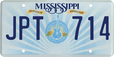 MS license plate JPT714
