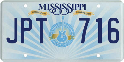 MS license plate JPT716