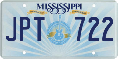 MS license plate JPT722