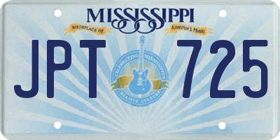 MS license plate JPT725