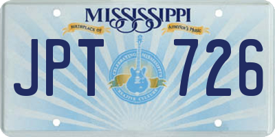 MS license plate JPT726