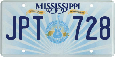 MS license plate JPT728