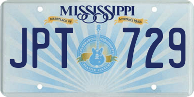 MS license plate JPT729