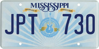 MS license plate JPT730