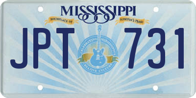 MS license plate JPT731