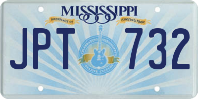 MS license plate JPT732