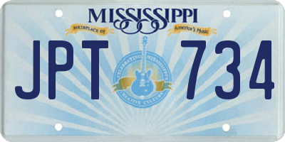 MS license plate JPT734