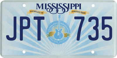 MS license plate JPT735