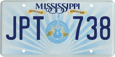 MS license plate JPT738