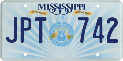 MS license plate JPT742