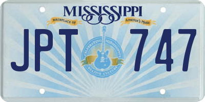 MS license plate JPT747