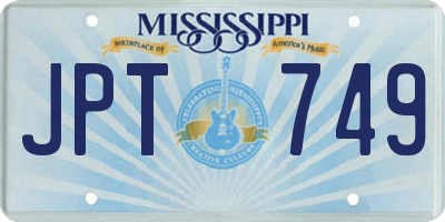MS license plate JPT749